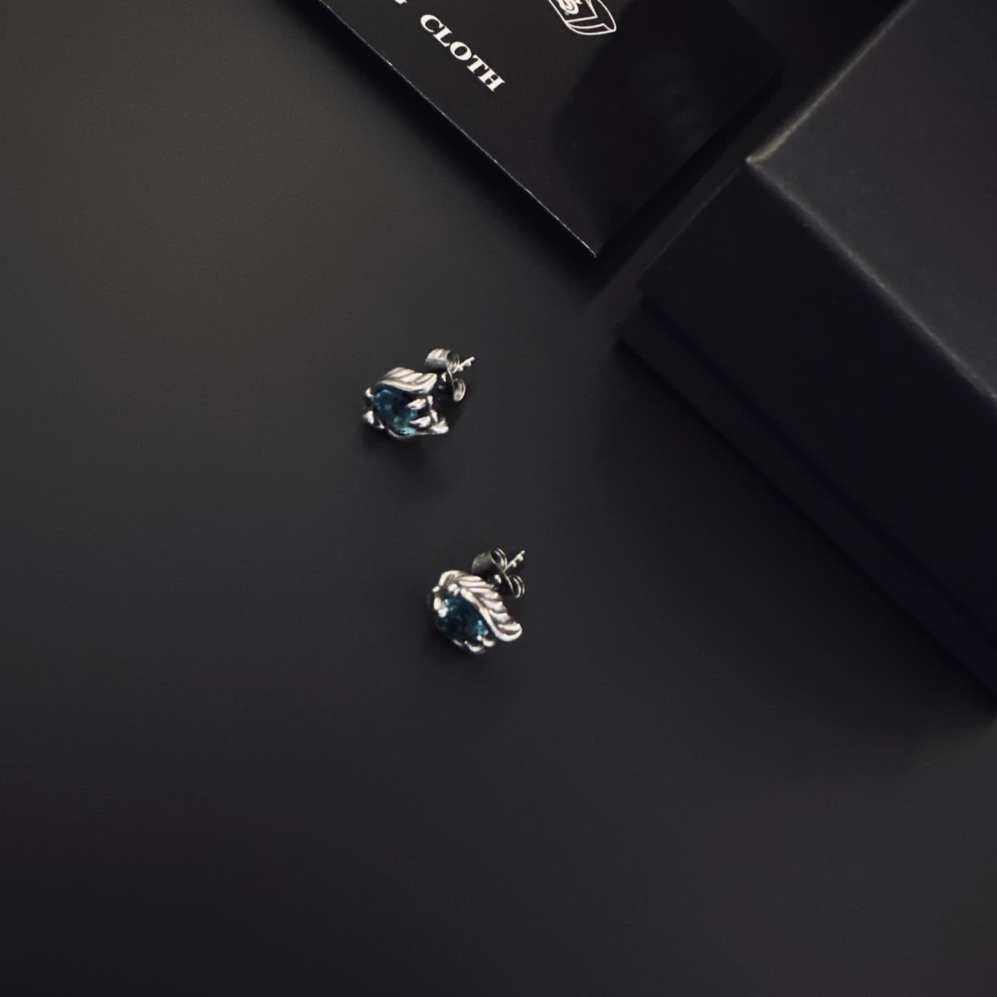 Chrome Hearts Chroma Charts Silver Blue Gemstone Stud Earrings